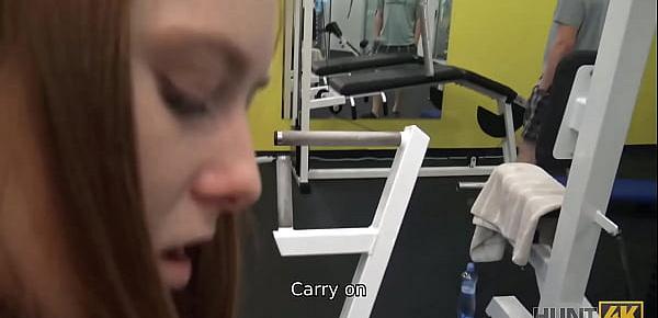  HUNT4K. Cute girl instead of training has sex in gym with rich hunter